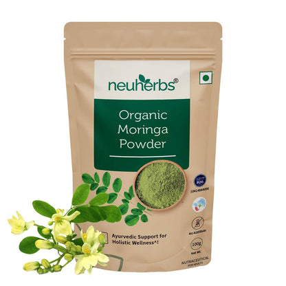 Neuherbs Organic Moringa Powder | Drumstick Leaf Powder/Churna | Rich In Antioxidant & Protein To Support Digestion, Hair & Skin Health | Certified Organic - 100g