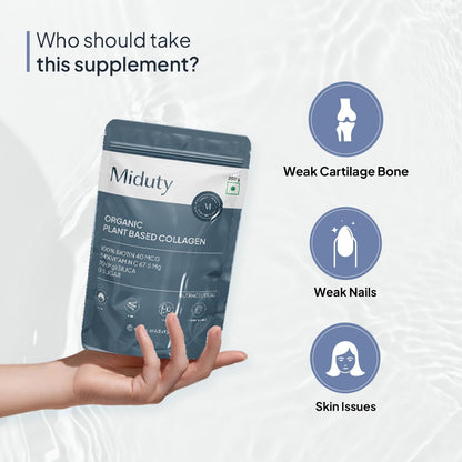 Miduty by Palak Notes Organic Collagen Powder, collagen supplement, Skin, Hair & Nails, Skin Nourshing Formula, Plant based collagen, Organic Collagen Powder Pack - 250gm