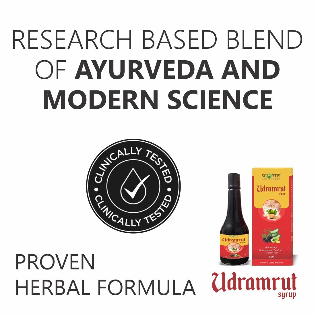 SCORTIS HEALTH CARE Udramrut Syrup - 500 ml, For Constipation Relief, Indigestion & Gas, Ayurvedic Medicine