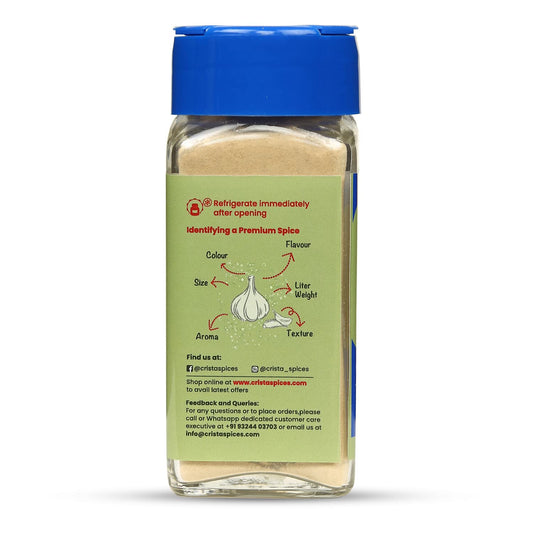 CRISTA Dehydrated Garlic Powder | 100% Pure Lehsun Powder | Ready to use | Farm Fresh | Zero added Colours, Fillers, Additives & Preservatives | 45 gms