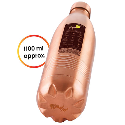 Pipal Atlas 800 Matt Copper Water Bottle, Leak Proof and Durable, Boosts Immunity, Handcrafted, BPA Free, For Home and Travel (800 ml)