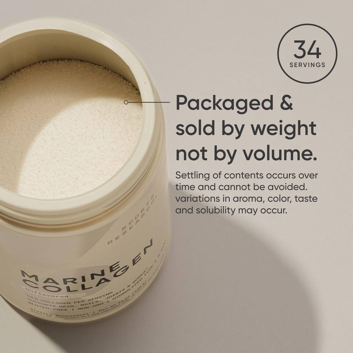 Sports Research Marine Collagen Peptides Powder|Pescatarian Friendly, Keto Certified & Non-Gmo Verified - Easy To Mix In Water Or Juice! (12Oz Bottle), 1 count, 34 servings