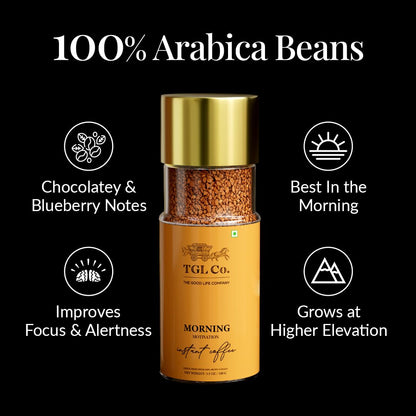 TGL Co. Morning Motivation Instant Coffee 100% Arabica Freeze Dried (100 Gm) | Anti Oxidant | Boost Energy | No Artificial Flavour