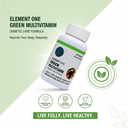 Green Multivitamin Supplement | Plant-Based Vitamins & Minerals with Antioxidant | Sugar-Free Formula | Daily Nutritional Support for Men & Women | Veg Tablets