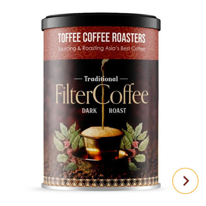 Toffee Coffee Roasters | Pack of 1 (200g) South Indian Filter Coffee| As Seen On Shark Tank | Specialty Blend| Traditional Dark Roast Signature Filter Freshly Roasted Grounded Coffee