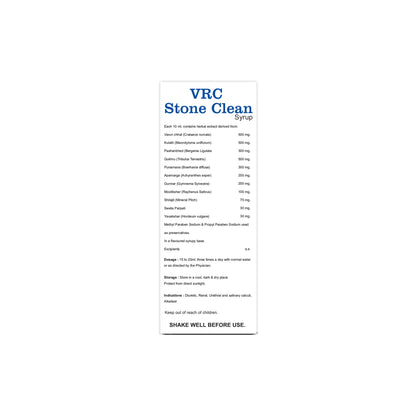 VRC Healthcare Stone Clean Syrup 200ml | Ayurvedic Supplement with Gokhru, Punarnava & 11+ Herbs | Helps in Dissolves Renal & Bladder Stones, Relieves Burning Urination, Urinary Health