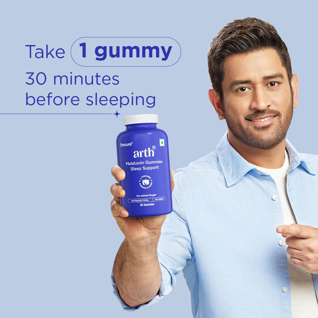 Arth 5mg Melatonin Gummies For Deep Sleep, Relaxation & Calmness -30 Sleep Gummies for Men & Women | L-Theanine, Chamomile & Passion Flower | Regulates Sleep Cycle | No Added Sugar | Cranberry Flavour