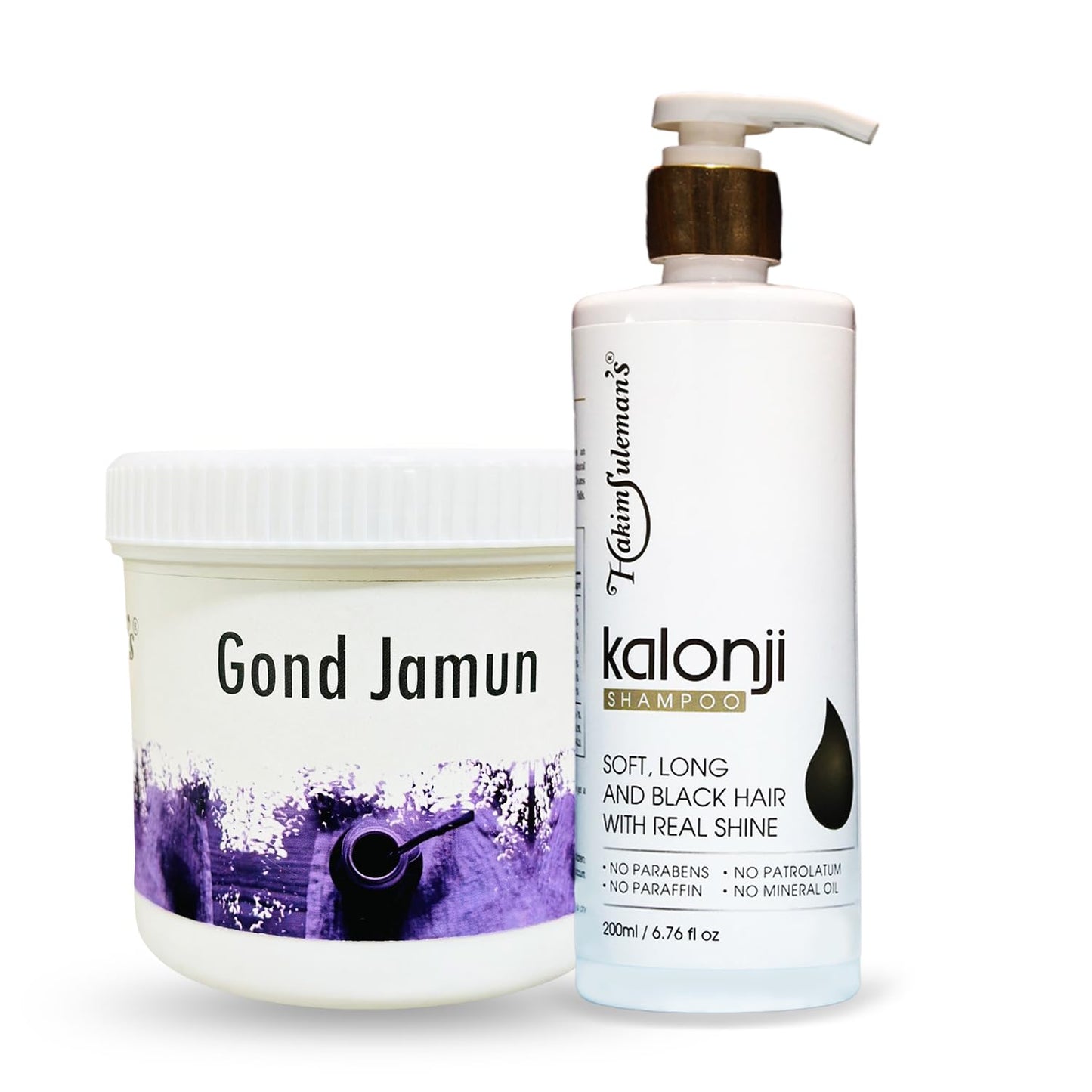 Hakim Suleman's Gond Jamun and Kalonji Shampoo Combo Pack | Herbal Wellness & Hair Care Duo | Everyday Care Essentials