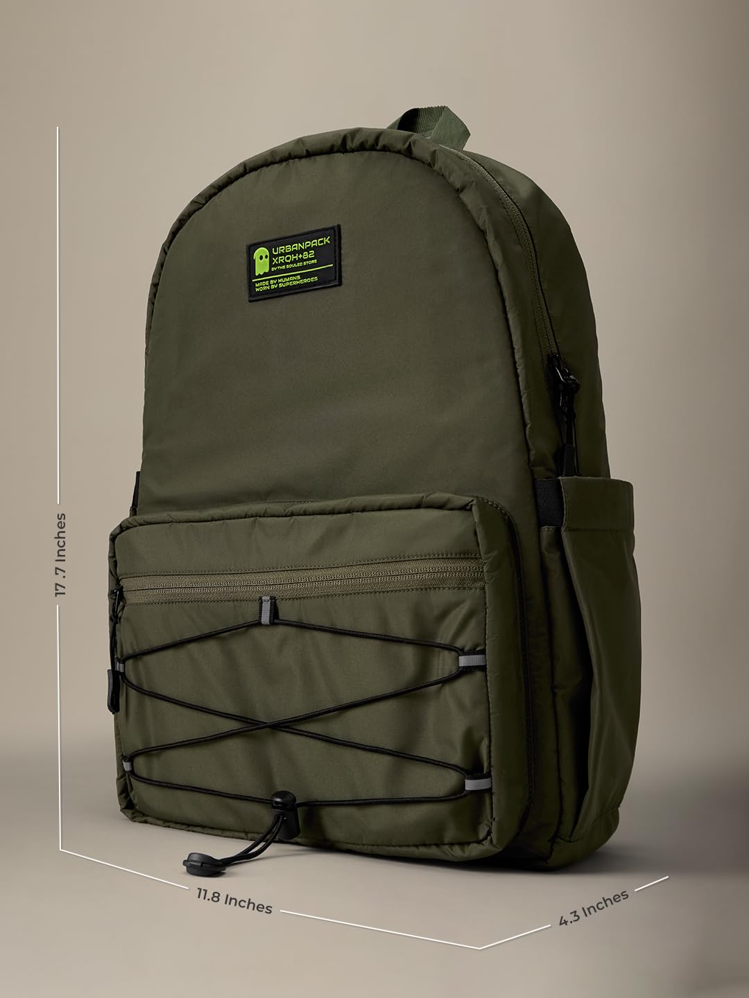 The Souled Store Utility Backpack – Army Green – Padded Laptop & iPad Sleeve, 17 L Capacity, Water-Resistant Casual Daypack for Daily Carry and Travel
