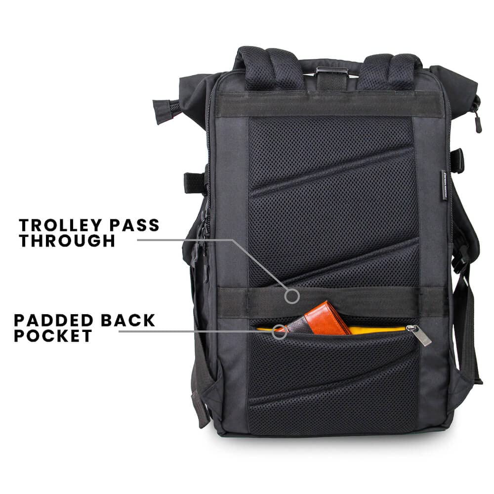 Gods RAPTR ROLL TOP 30 Litre 15.6 Inch Laptop Backpack with Efficient Organiser, Quick Access Pockets, Laptop Compartment, Expendable Design,Travel Friendly, Water Resistant, Black