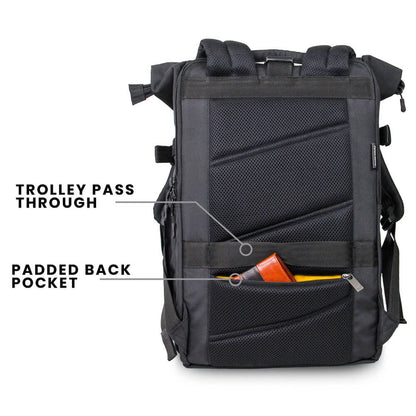 Gods RAPTR ROLL TOP 30 Litre 15.6 Inch Laptop Backpack with Efficient Organiser, Quick Access Pockets, Laptop Compartment, Expendable Design,Travel Friendly, Water Resistant, Black