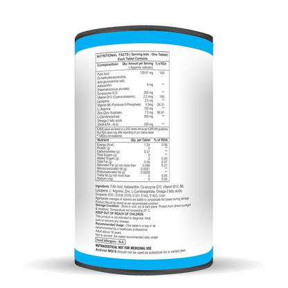 Activist- M Co enzyme Q10 L arginine Lycopene with L carnitine Astaxanthin Tablet | Nutritional Dietary Supplement | Multivitamin- 60 Tablets
