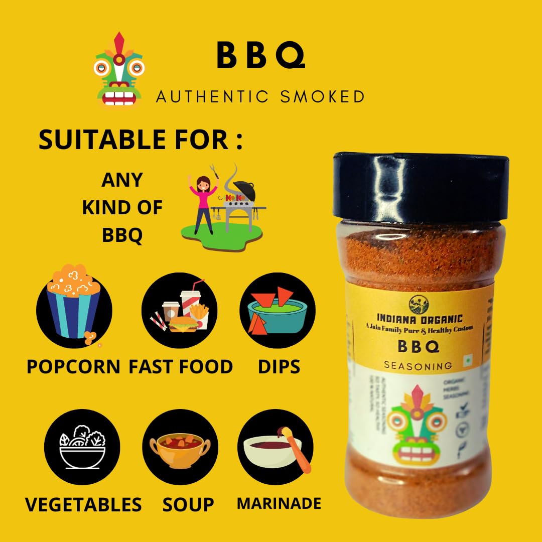 Indiana Organic BBQ - Authentic Smoked Seasoning - 100 g (No Onion and Garlic)
