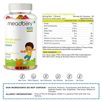 Meadbery Calcium Vitamin D Gummies For Kids For Stronger Bones And Teet- image 9