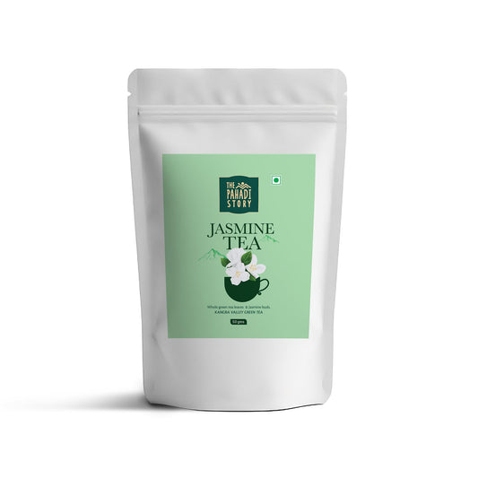 The Pahadi Story Jasmine Tea 50gm Natural Dried Jasmine Flowers With Green Tea Leaf For Weight Management, Healthy Heart and Good Oral Health, Antioxidant Herbal Green Tea