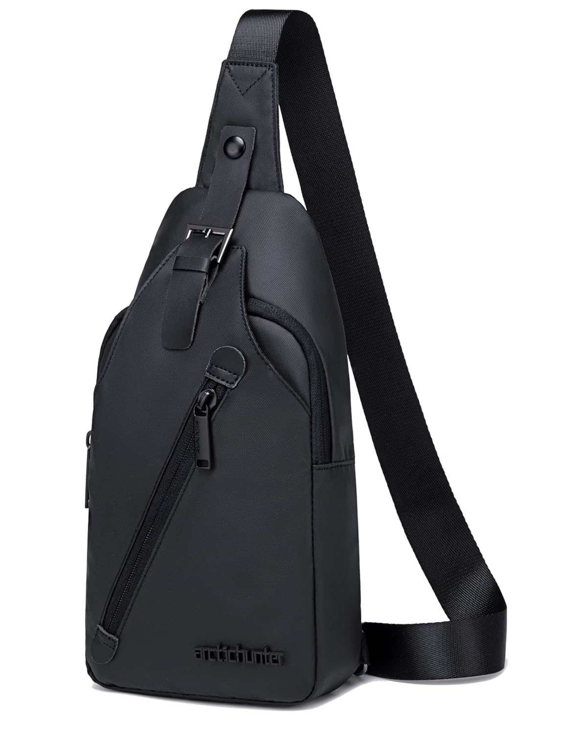 Arctic Hunter Slim Sling Bag for Men Crossbody Pack Chest Bag for Upto 8-inch iPad Small with Earphone Port Water-resistant One Shoulder Side Pouch Mobile Passport Bag for Travel Daypack Office,Black