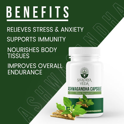 Shaurya Veda Ayurvedic Triphala 60 Capsules & Ashwagandha 30 Capsules Combo | Supports Digestion, Detox, Stress Relief, Immunity & Gut Health | Natural Ayurvedic Herbal Supplement for Daily Wellness