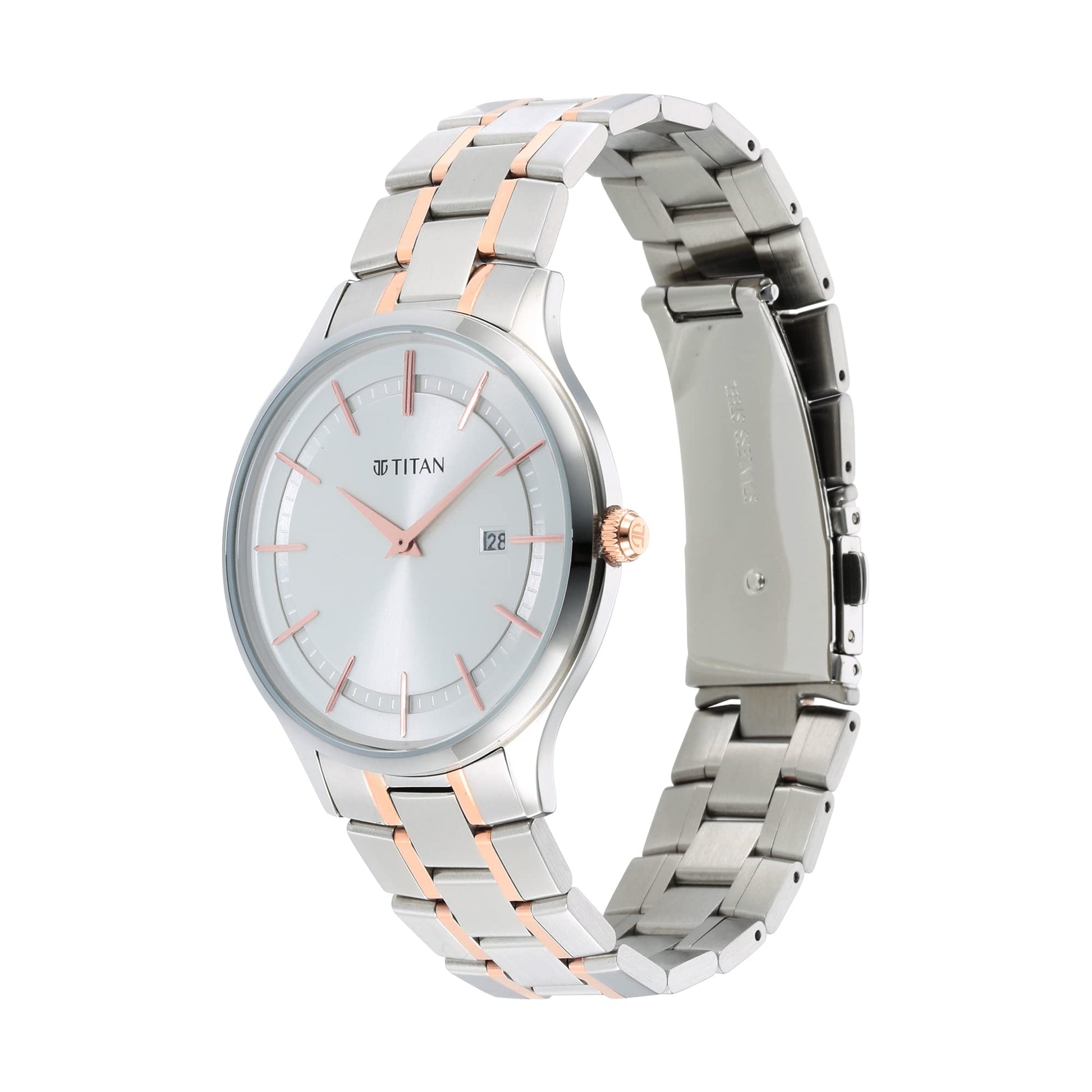 Titan Classique Slimline Silver Dial Analog with Date Stainless Steel S- image 3