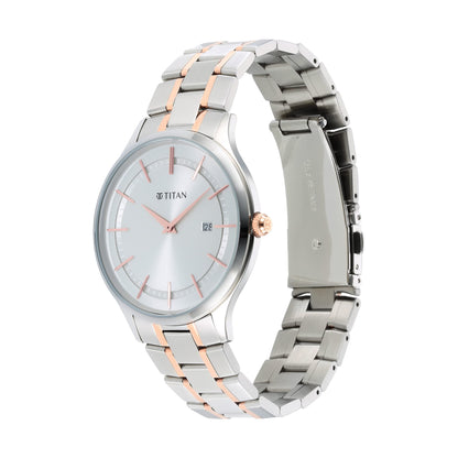 Titan Classique Slimline Silver Dial Analog with Date Stainless Steel S- image 3