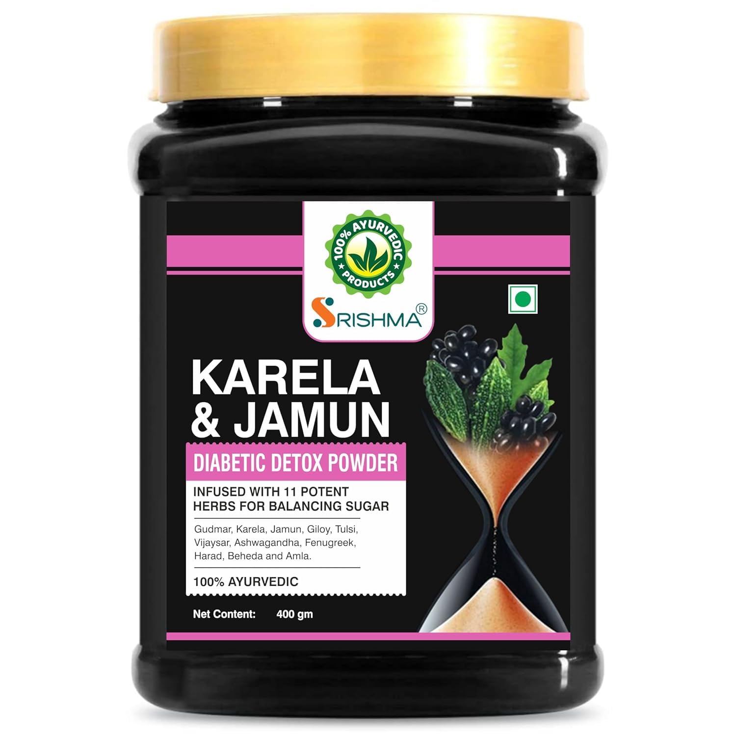 Srishma Karela, Jamun Diabetic Detox Powder | Infused with 11 Potent Herbs for B