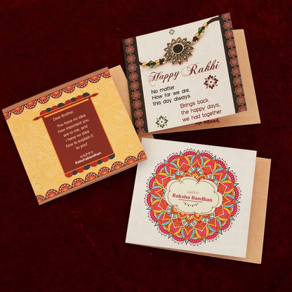 TIED RIBBONS Rakhi Gift For Brother With Chocolates - Premium Rakhi With Chocolates Pack Mini Greeting Card And Roli Chawal - Rakhi For Brother, 300 Gram