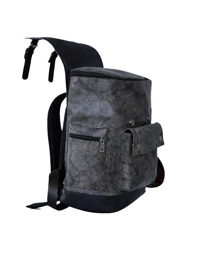 STRUTT Barcelona Leather Travel Backpack for Men & Women – Grunge Grey Laptop Backpack | 16L Capacity | Fits up to 17 Inch Laptop | Stylish Durable Backpack for Office, Travel & Daily Use