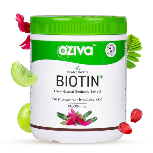 OZiva Plant Based Biotin 10000mcg+(with Amla for Men & Women