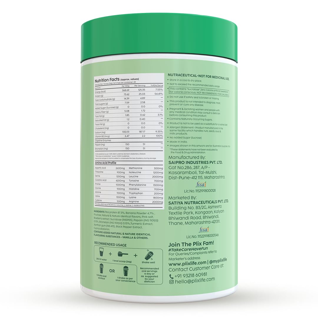PLIX - THE PLANT FIX EVOLVE Performance Plant Protein Powder For Muscle Gain And Recovery (Vanilla Flavour) 1Kg, Vegan Protein Drink With B12 Vitamin, Helps To Boosts Immunity, No Added Sugar
