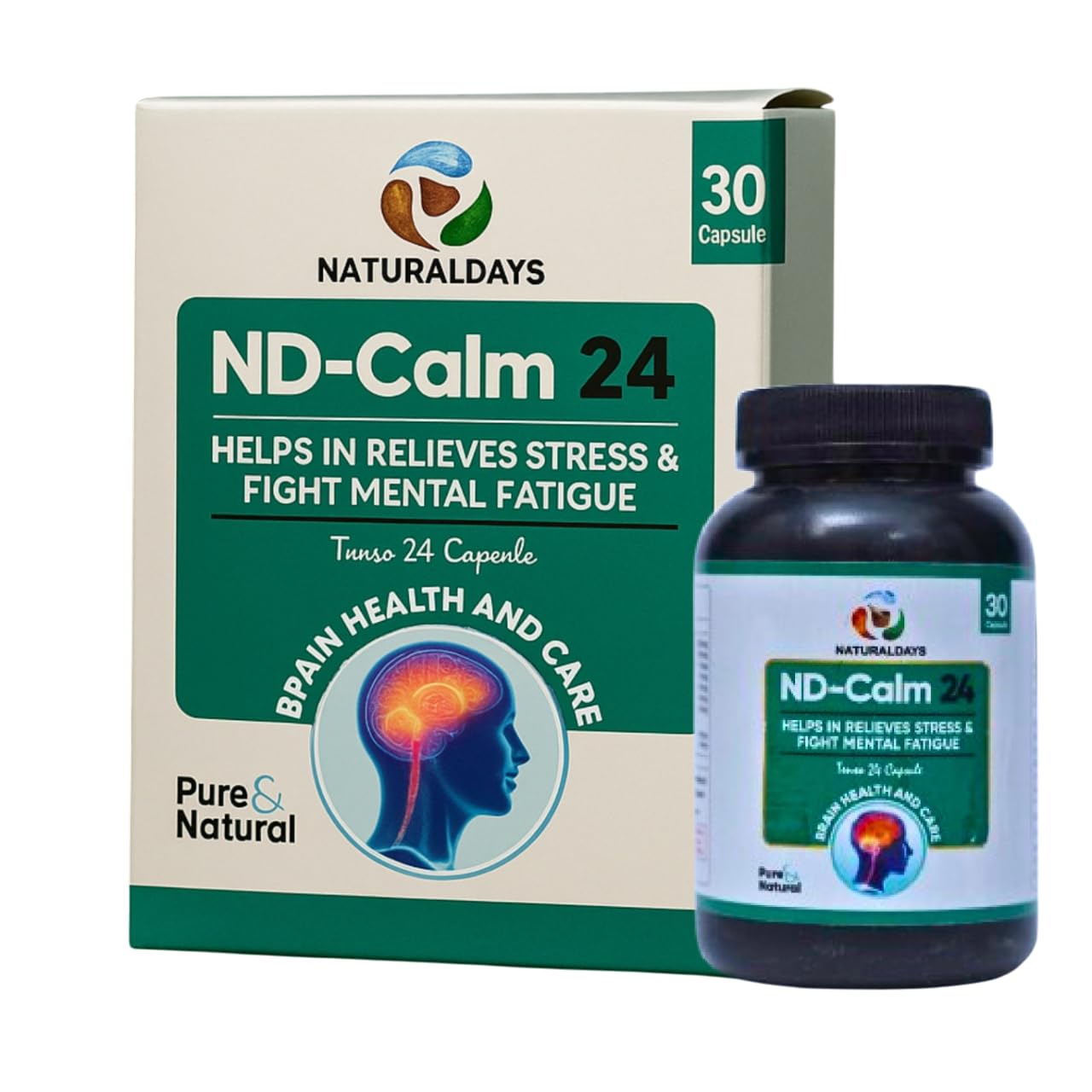 Naturaldays ND-Calm 24 – Natural Stress Relief & Mental Fatigue Support – Brain Health & Care – 30 Capsules