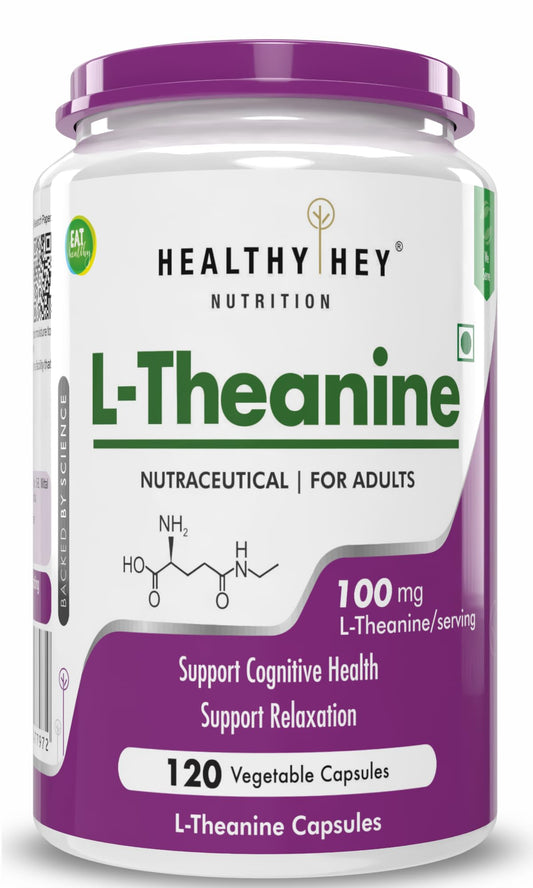 HealthyHey Nutrition L-Theanine -Pack of 120 Vegetarian Capsules