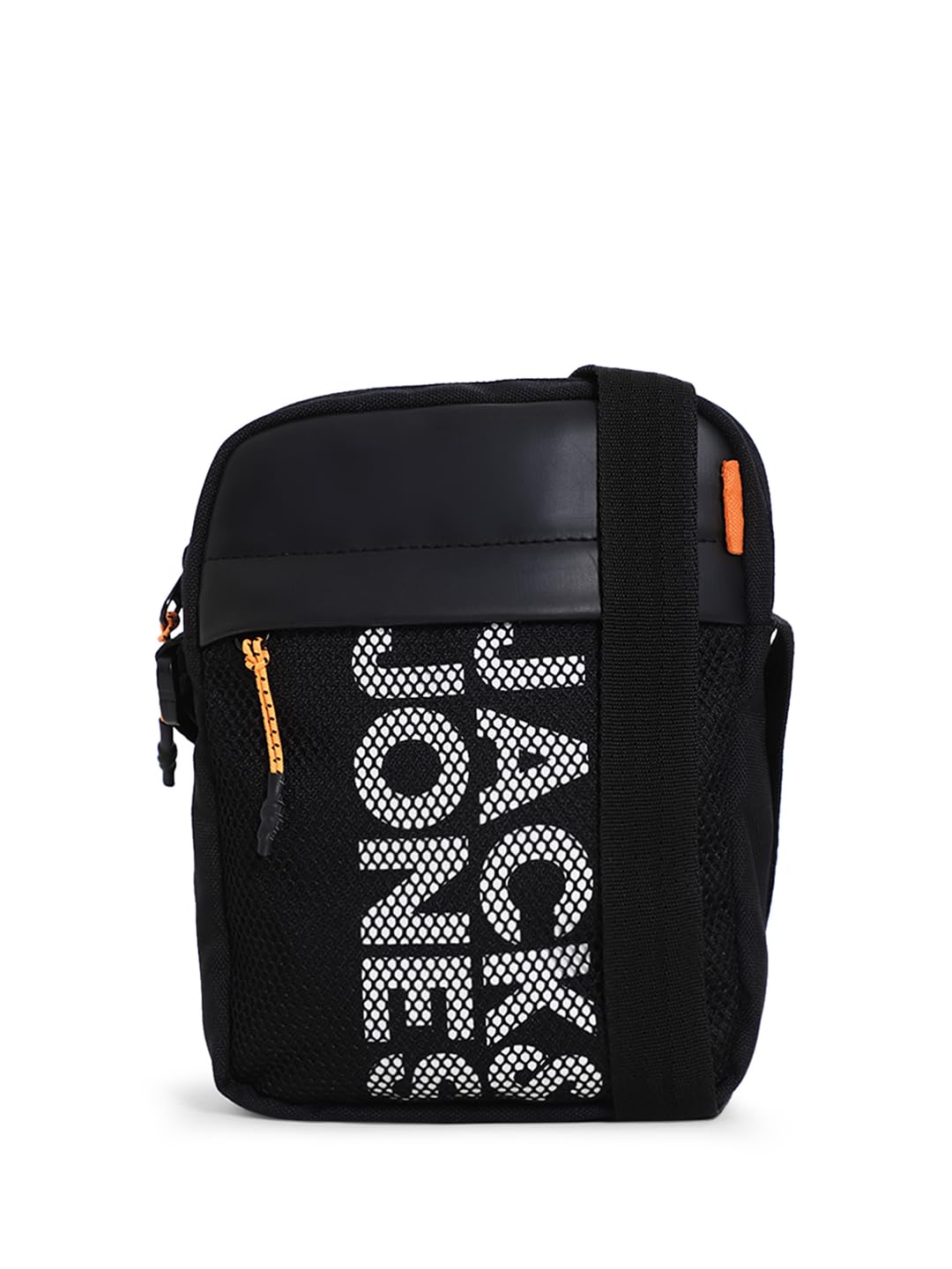 Jack & Jones Men's Polyester Black Mesh Detail Sling Bag