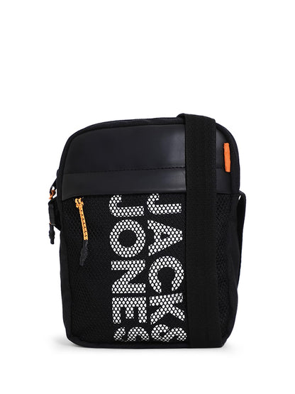 Jack & Jones Men's Polyester Black Mesh Detail Sling Bag
