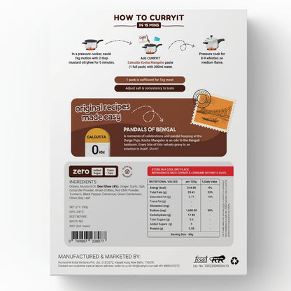 CURRYiT Calcutta Kosha Mangsho Curry Paste 250g | Ready to Cook in 15 mins | Serves 4-6 | Just add Fresh Mutton, Meat, Fish | Goodness of Ghee | No Preservatives | Eat with Chawal Roti | Indian Masala Gravy