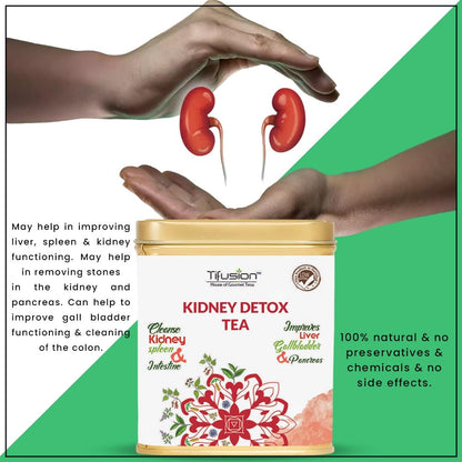 Tifusion Kidney Detox Tea with Dandelion Root Amp Chicory Kalmegh Green Tea Tulsi Detox Improves Digestive Health Anti Inflammatory and Anti Oxidant Rich Herbal 100 Gms, 50 Serving Cups