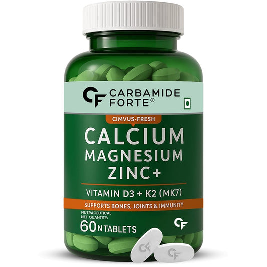 Carbamide Forte Calcium And Vitamin D3 Tablets | Calcium Tablet | Calcium Magnesium Zinc Supplement With Vitamin D3 + K2 MK7 To Support Bones health, Joints & Immunity - Veg 60 Tablets