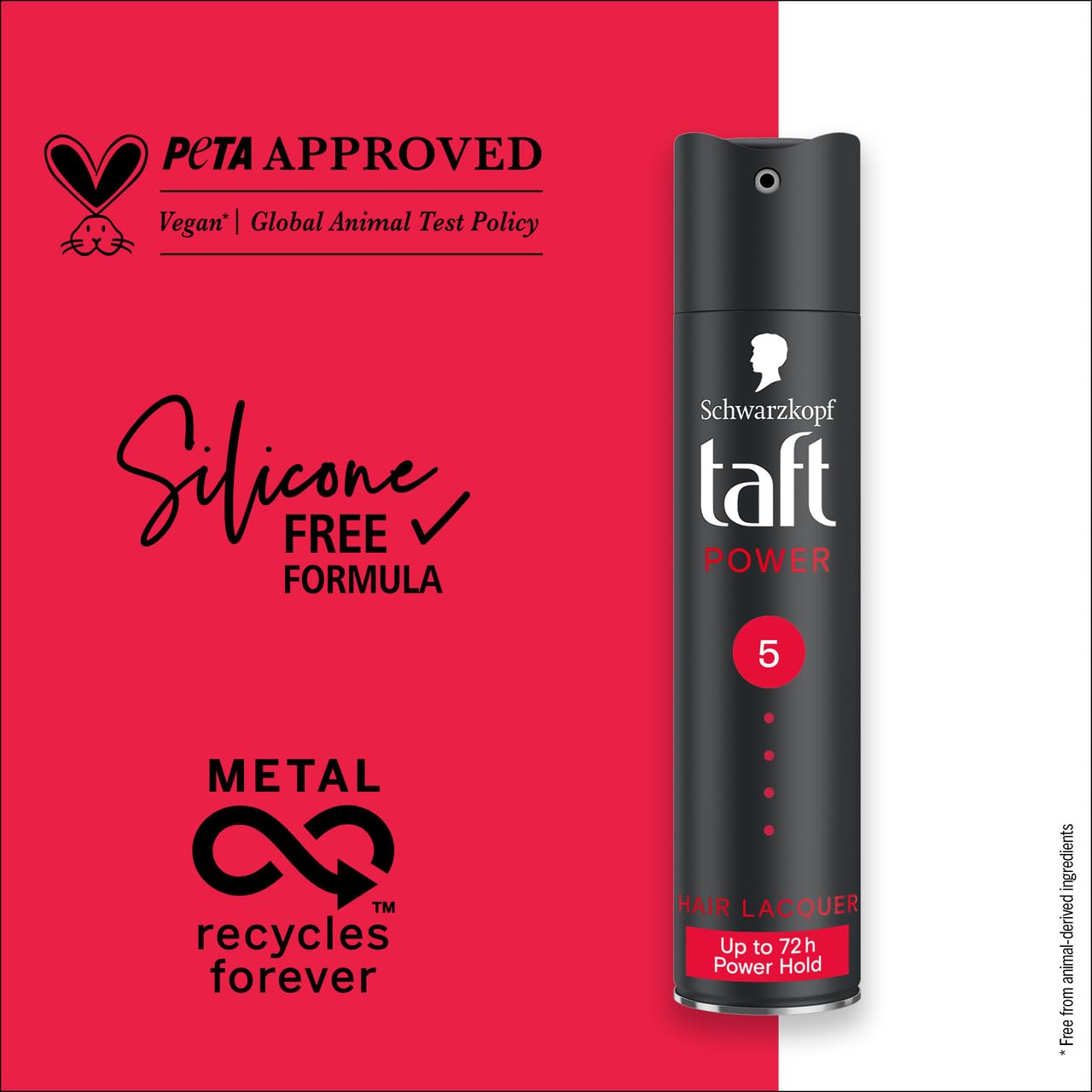 Schwarzkopf Taft Power Hair Lacquer, Caffeine Power Formula for 72 hour hold, Hold 5 with no stickiness