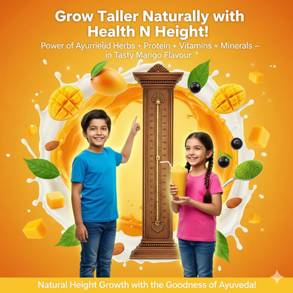 Health N Height Nutritional Powder | Balanced Nutrition with Protein, Vitamins & Minerals | For Kids & Teens | Mango Flavours |