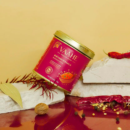 VAAHE Premium Biryani Masala | 17+ Natural Spices | Freshly Ground and Packed | 100% Pure and Natural | Single Origin | Premium Tin Box (70 gm)