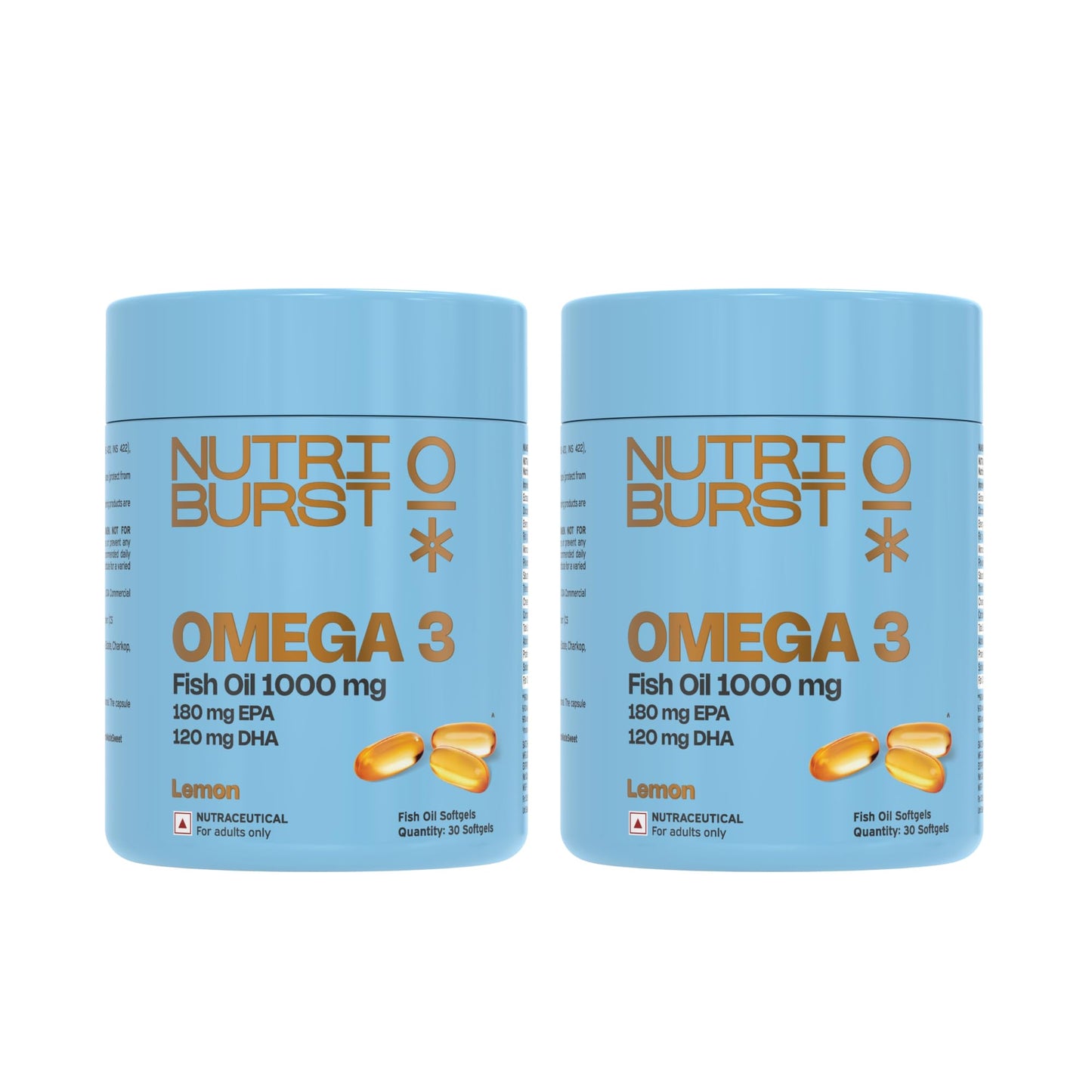 Nutriburst Omega-3 Fish Oil Capsules 1000mg | High-Strength Softgels for Men & Women | 180mg EPA & 120mg DHA | Supports Heart, Brain, Skin & Joint Health | 60 Softgels (2-Month Supply)