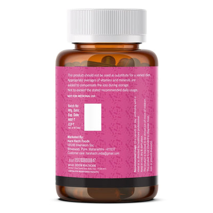 Hara Hachi World's No. 1 Probiotics 30 Billion CFU with Prebiotics for Gut Health | Probiotics Supplement for Men and Women| Probiotics for Weightloss Management - 60 Veg Capsules