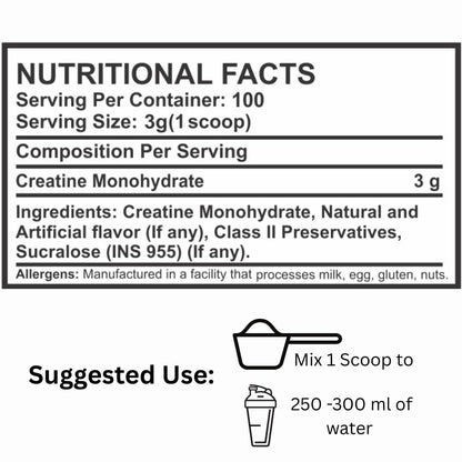 Arscor's Creypure Pure Creatine Monohydrate Powder – Creatine Powder, Pre Workout & Gym Supplement, Non-GMO & Gluten-Free (300g, Mango)