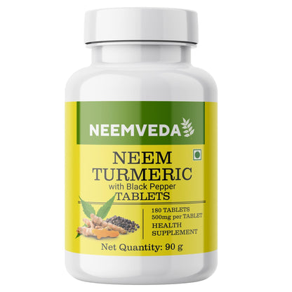 Neemveda Neem Turmeric with Black Pepper 180 Tablets, Made with Pure Turmeric Ro