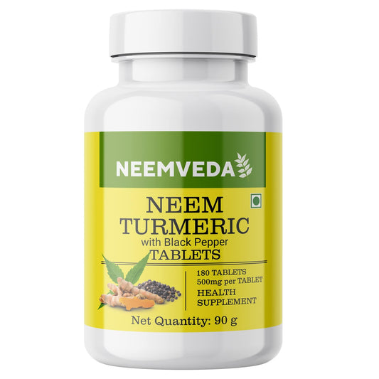 Neemveda Neem Turmeric with Black Pepper 180 Tablets, Made with Pure Turmeric Ro