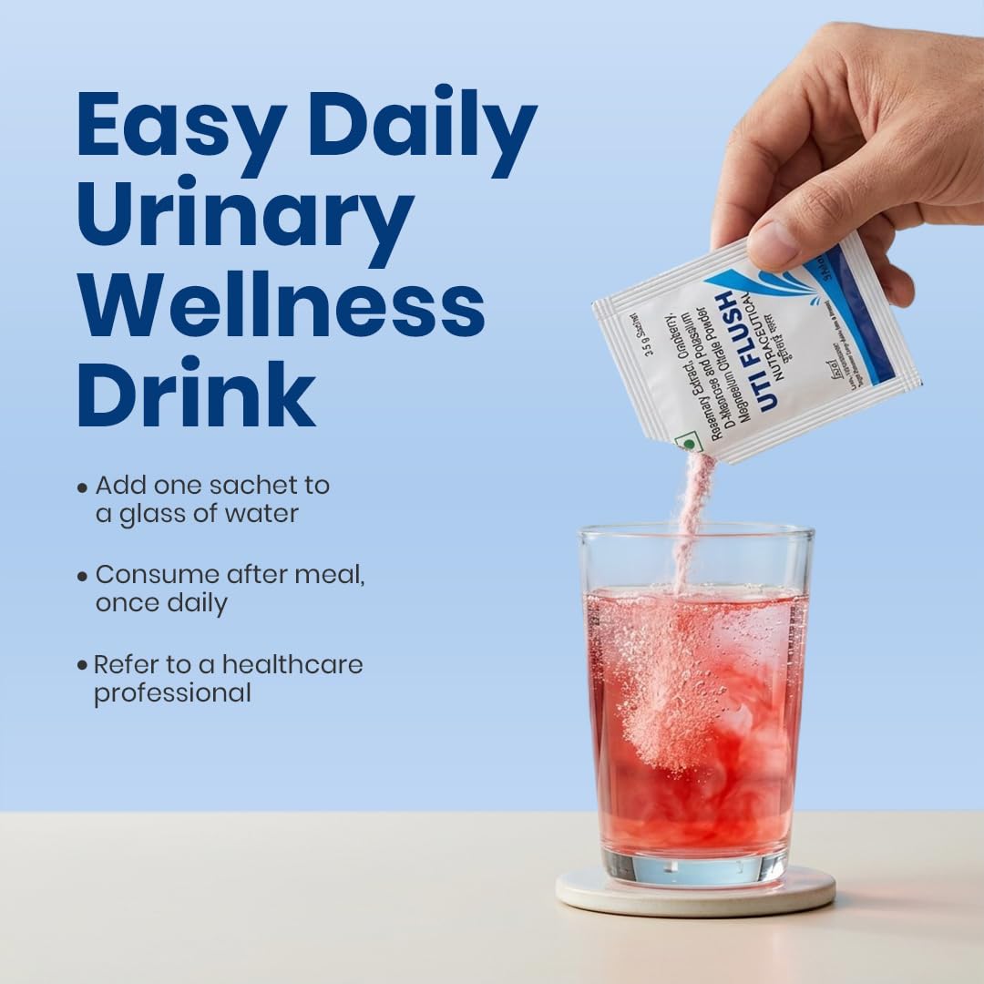 UTI FLUSH Urinary Tract Wellness Supplement | D-Mannose, Cranberry & Rosemary Extract | Potassium Magnesium Citrate for Urinary Comfort & pH Balance | Effervescent Drink Mix | Pack 1 - 7 × 3.5 g Sachets