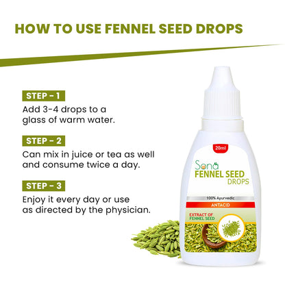 Sona Healthcare Pure Fennel Seed Drops supports Digestions (20 ml) - Pack of 3
