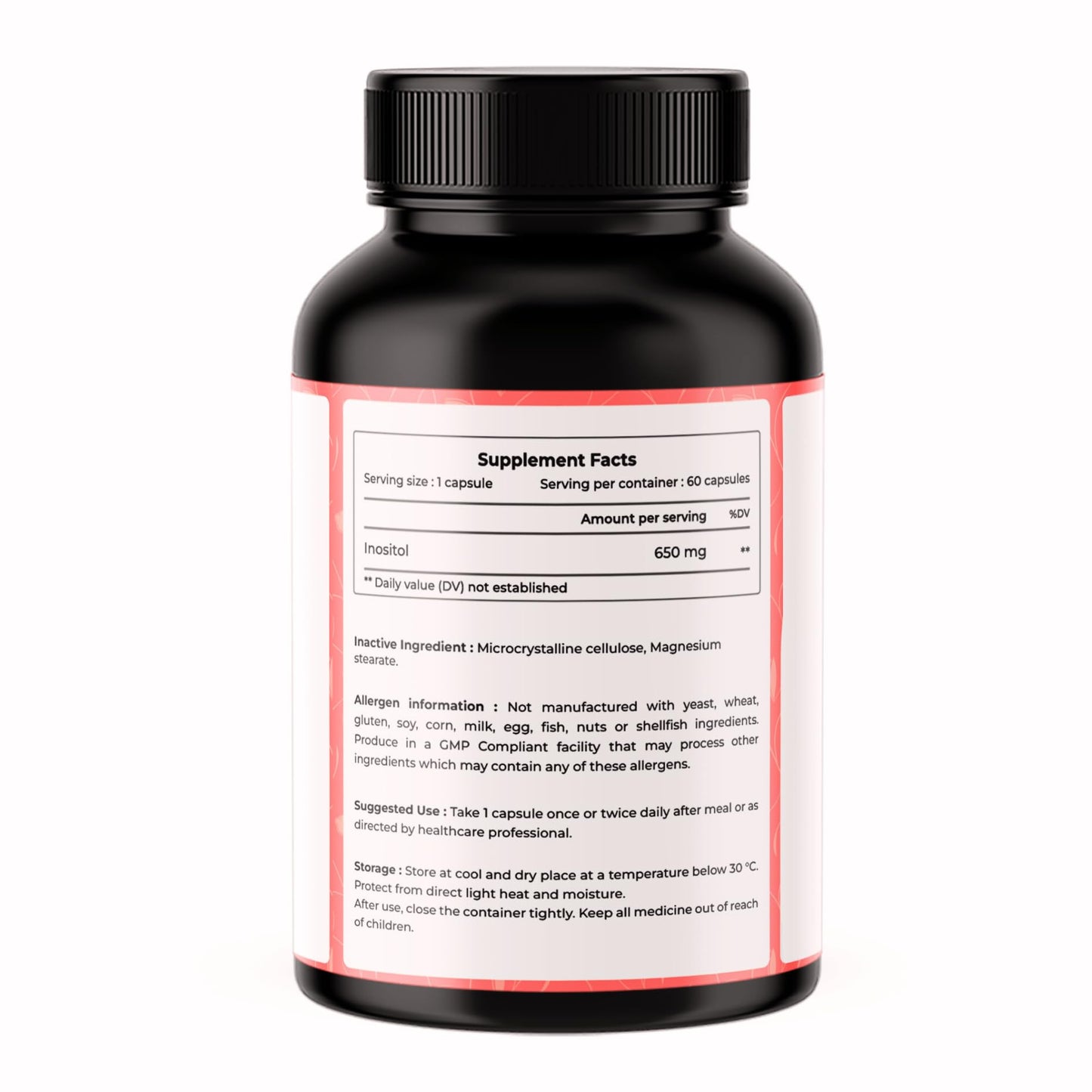 VREEX Inositol 650 mg – Inositol for Hormonal Balance, Mood & Metabolic Support | Supports Ovarian Health & Nervous System | 60 Veg Capsules