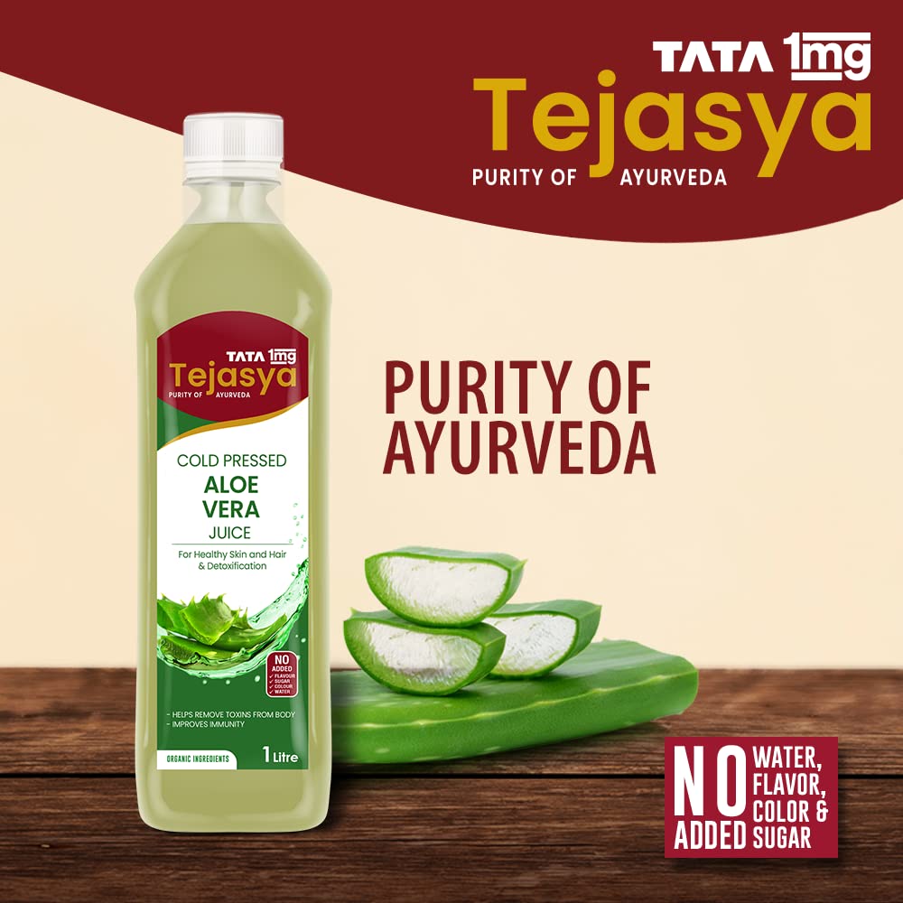 Tata 1mg Tejasya Aloevera Juice Hydrates Skin, Maintains Blood Sugar Levels, Promotes Digestion (Pack of 1)
