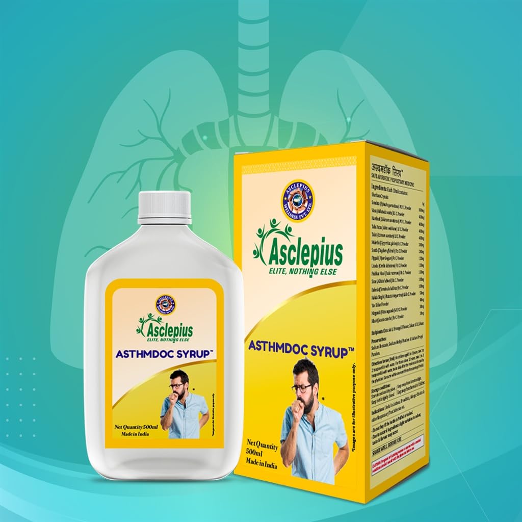 Kirti Health Care Asthmdoc Syrup Ayurvedic Herbal Liquid Formula and Botanical Dietary Supplement for Seasonal Wellness Management, 500ml