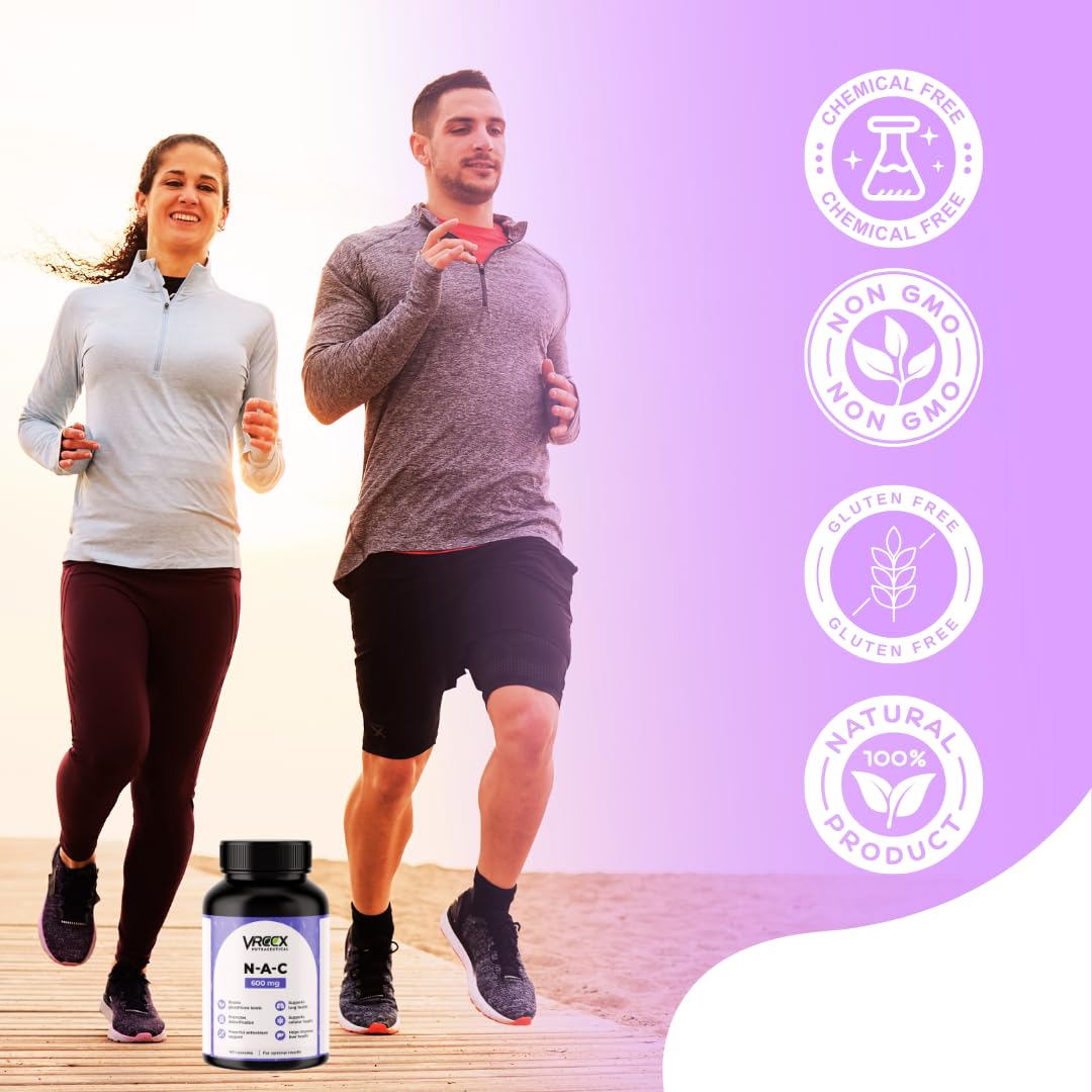 VREEX NAC 600 mg | N-Acetyl Cysteine Supplement | Supports Antioxidant Activity, Liver Health & Respiratory Wellness | 60 Capsules