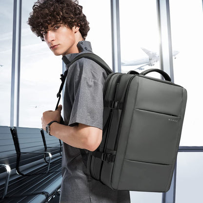 BANGE High Capacity Expandable Water Resistant 15.6 inch Laptop Backpack with USB Charging (Grey 45L)